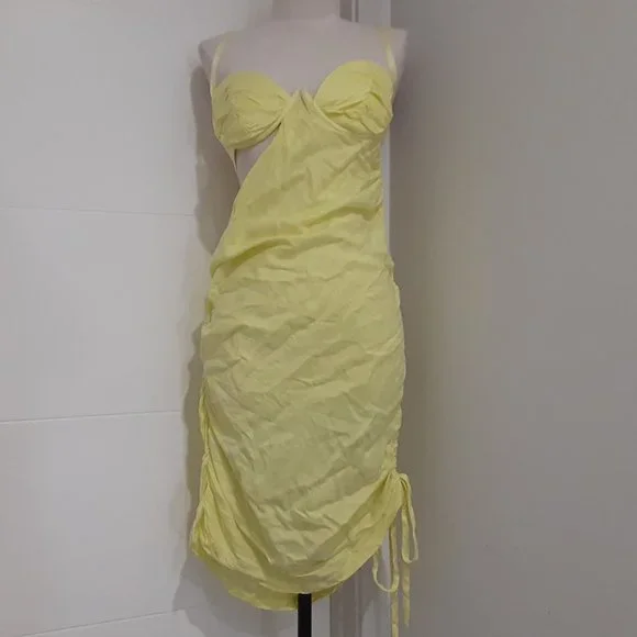 NWOT FOR LOVE & LEMONS YELLOW RANA MINI DRESS IN YELLOW - Picture 3 of 8
